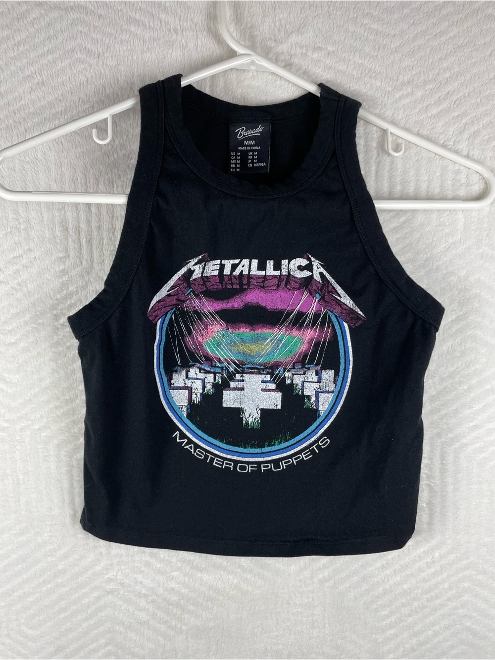 Bravado Black Metallica 'Master of Puppets' Graphic Crop Tank